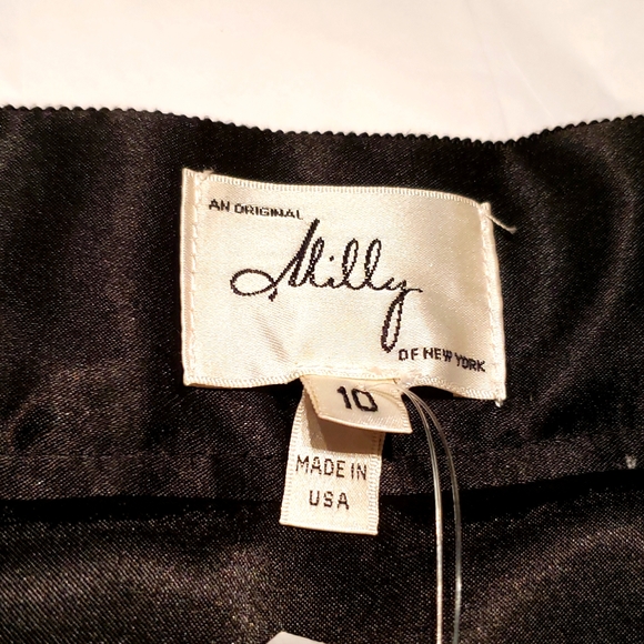 MILLY of New York New Mini Skirt Ribbon Waist Trim Wool Mohair BLACK Women's 10 - Picture 6 of 12